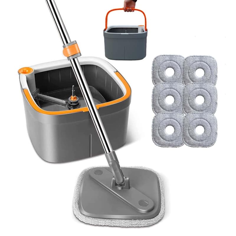 Balai à Franges Feloyal avec Seau et Tampons Microfibre - Nettoyage Efficace et Pratique