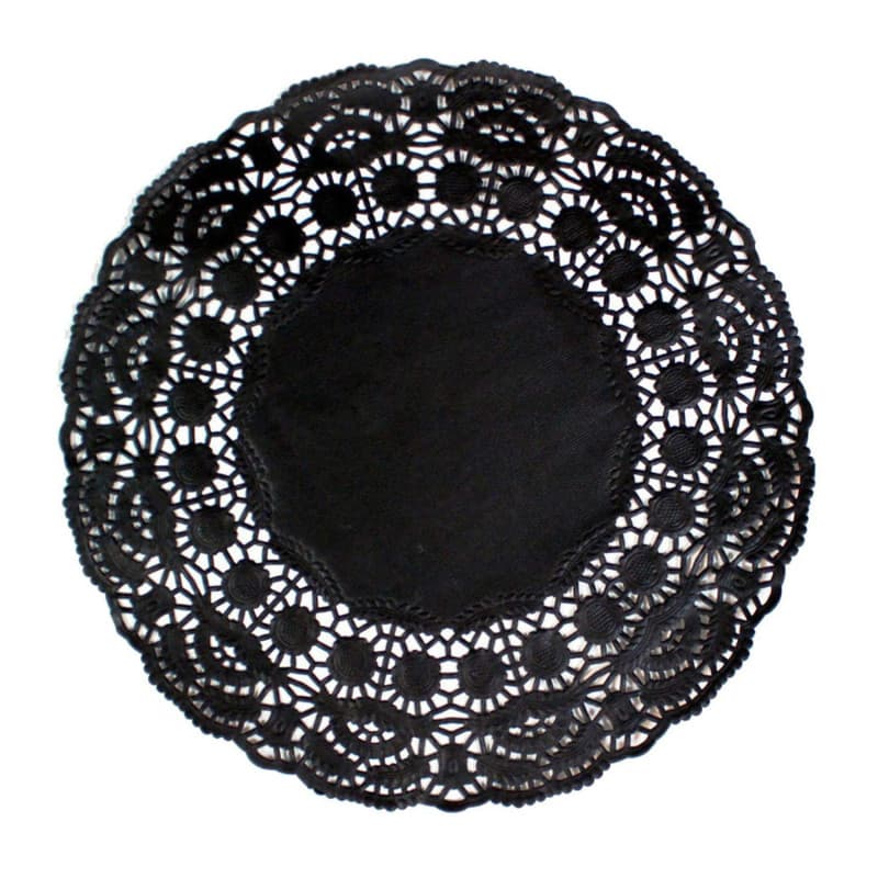 García de Pou - 250 Dentelles Rondes Ajourées en Papier Noir 19 cm
