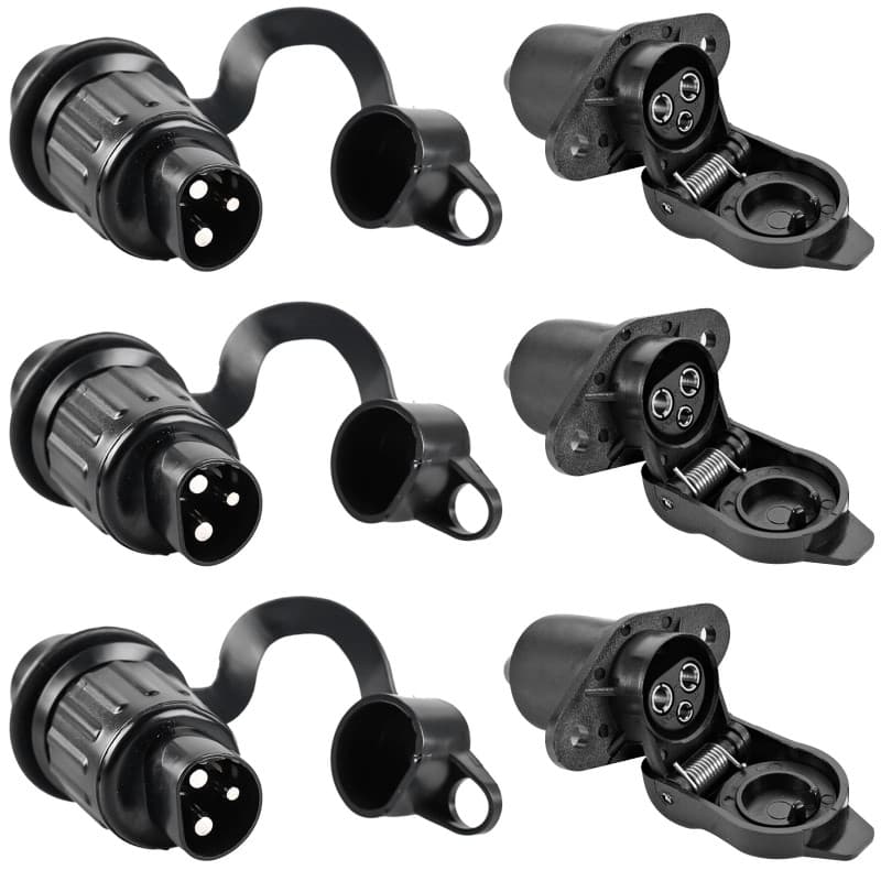 Prise 3 Pôles Étanche pour Remorque 12V - Connecteur Universel pour Tracteurs et Machines