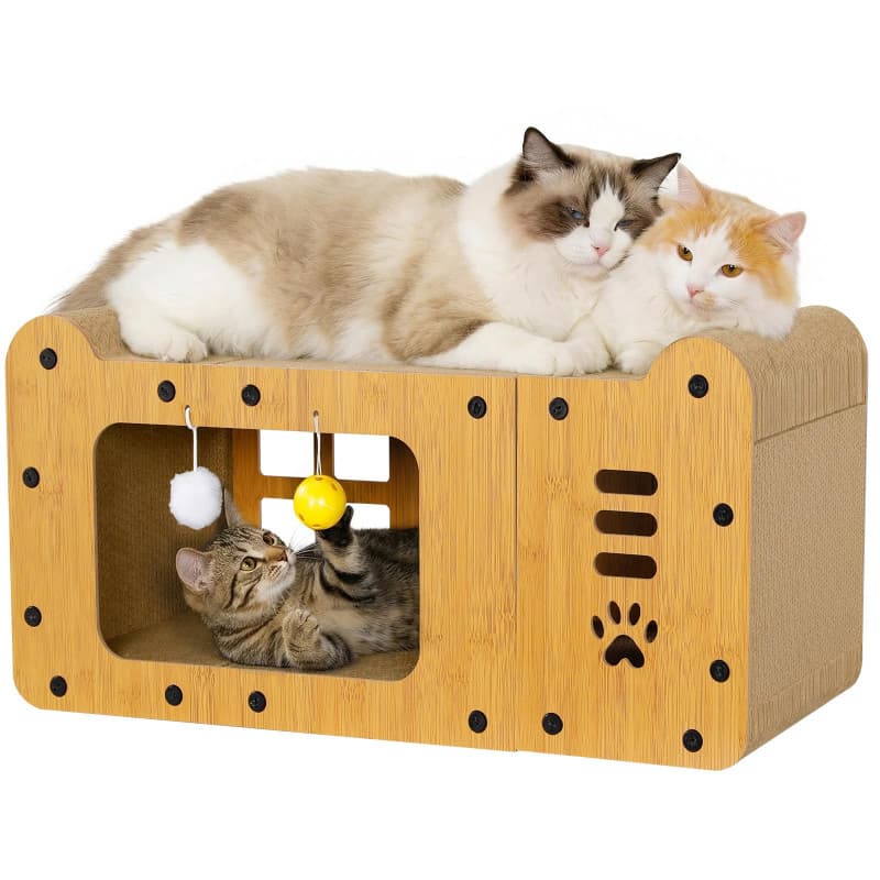 Grattoir en Carton XL pour Chats - Espace de Repos et Cachette