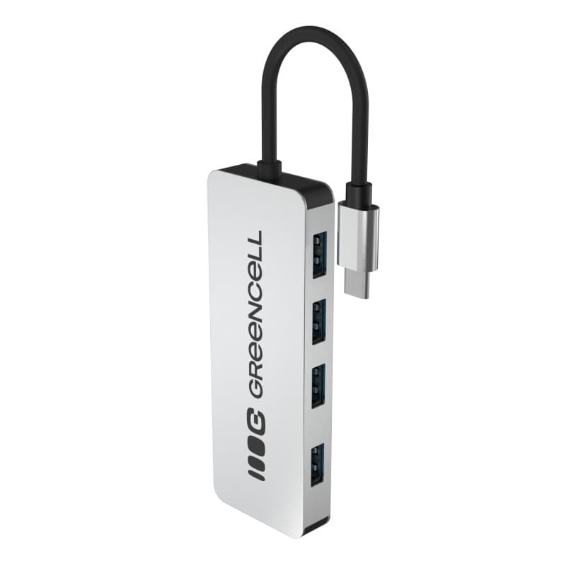 Hub USB-C 4 en 1 Green Cell - Adaptateur Aluminium avec 4 Ports USB-A 3.0