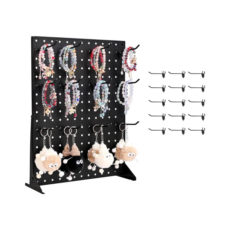 Présentoir Panneaux Perforés VEVOR avec 15 Crochets - Rangement Pratique Noir