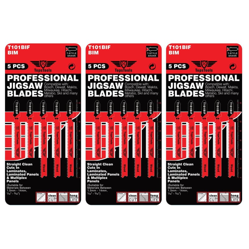 Pack de 15 Lames de Scie Sauteuse T101BIF pour Stratifié - TopsTools