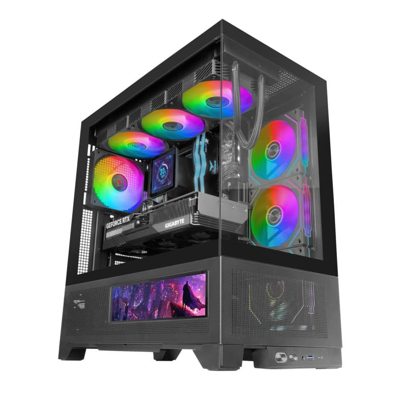 Boîtier Gaming ATX Mars Gaming MC-LCDX avec Écran IPS 9.16" et Verre Trempé