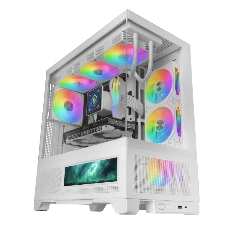 Boîtier Gaming ATX Mars Gaming MC-LCDX avec Écran IPS 9.16" et Verre Trempé