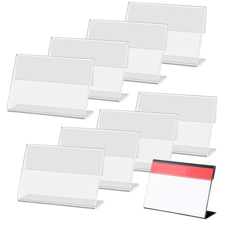 30 Étiquettes Acryliques Transparentes pour Prix - Supports de Nom en L