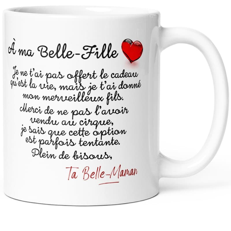 Mug Humoristique Belle-Fille en Céramique - Idée Cadeau Original