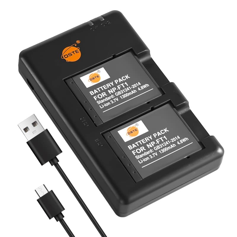 DSTE Pack de 2 Batteries NP-FT1 et Chargeur USB pour Sony CyberShot