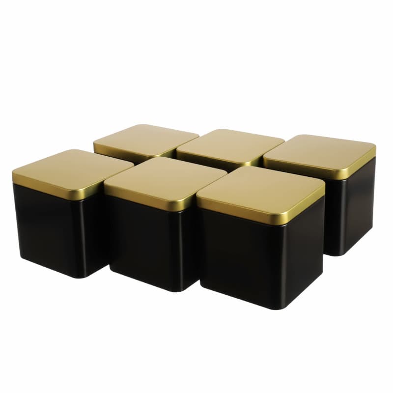 Boîtes à Thé Élégantes Dosenritter en Métal Noir et Or - Lot de 6