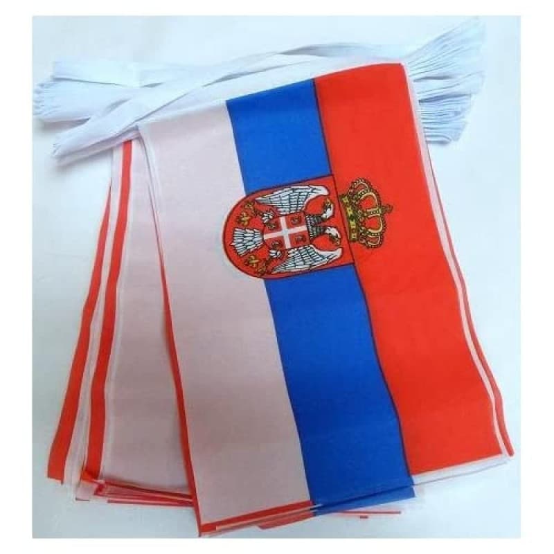 Guirlande Drapeau Serbie 12 Mètres - 20 Fanions en Polyester