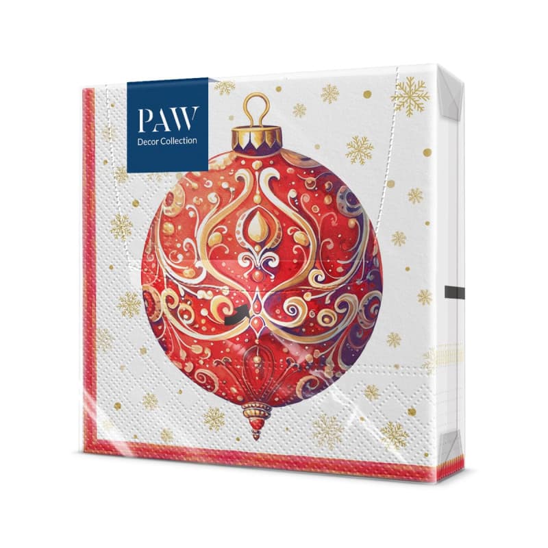 Serviettes en Papier Décoratives Noël - Lot de 20, Motif Boule Rouge