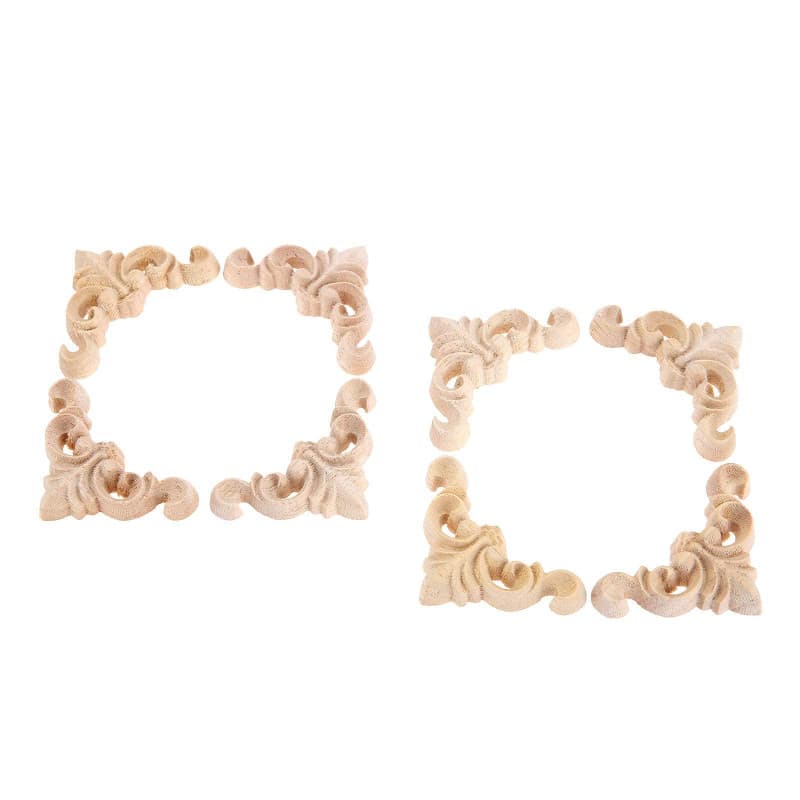 8 Autocollants en Bois Sculpté pour Décoration de Meubles