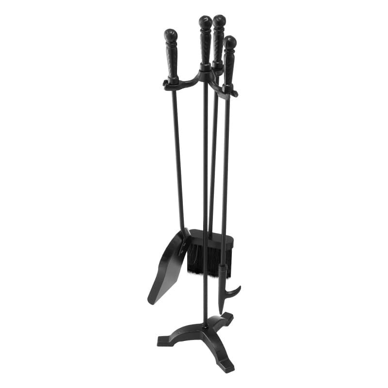 VEVOR Ensemble d'Outils de Cheminée 4 Pièces en Fer Forgé Noir