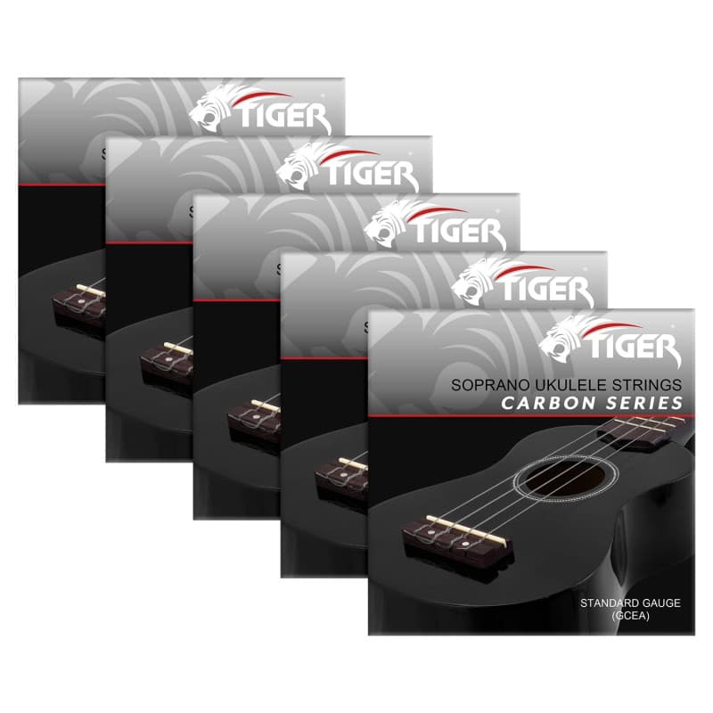 Jeu de cordes en carbone pour ukulélé Soprano et Concert - Lot de 5 par Tiger