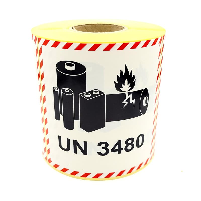 Lot de 500 Étiquettes Autocollantes Carrées pour Batteries Lithium 100x100mm