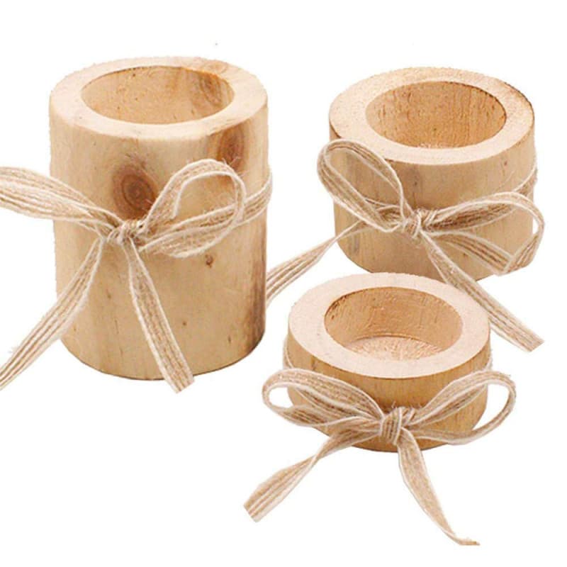 Bougeoirs en Bois Naturel VOANZO - Ensemble de 10 Pièces pour Décoration