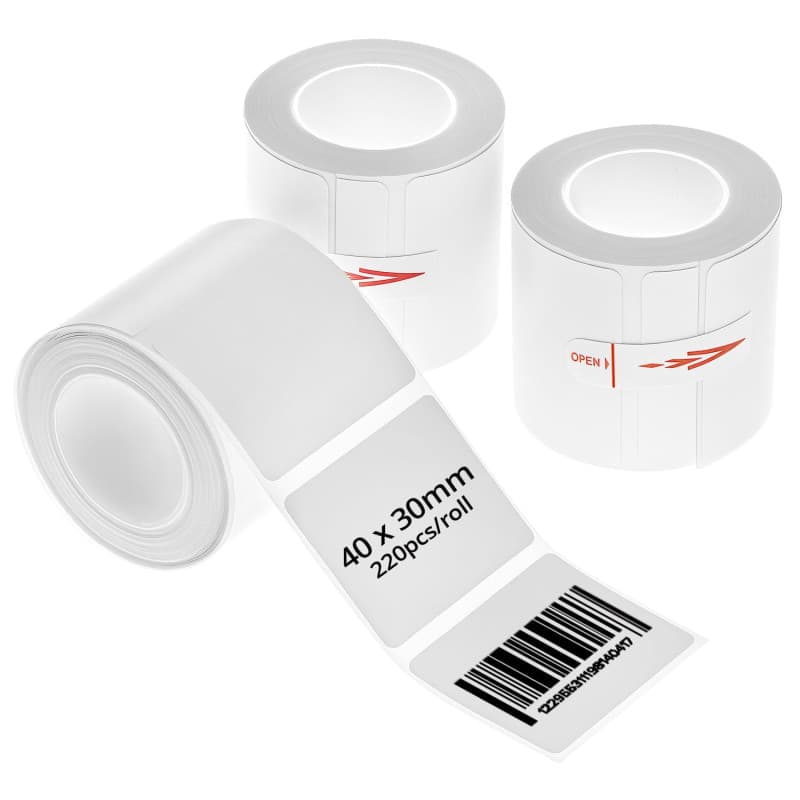 QWORK Étiquettes Thermiques Autocollantes 40x30mm - 3 Rouleaux Imperméables