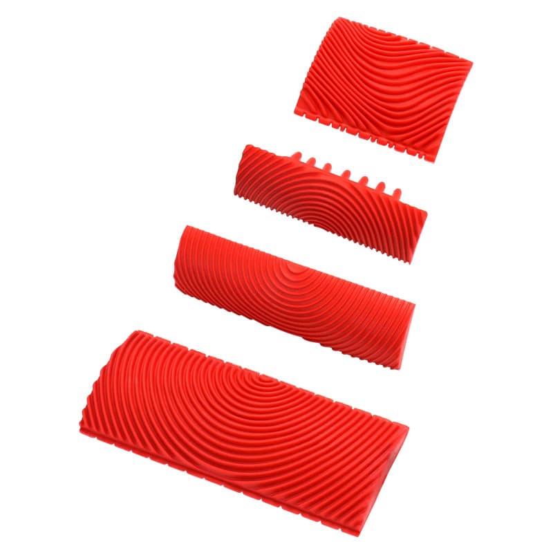 QWORK Outils de Grain de Bois en Caoutchouc - 4 Pièces pour Décoration