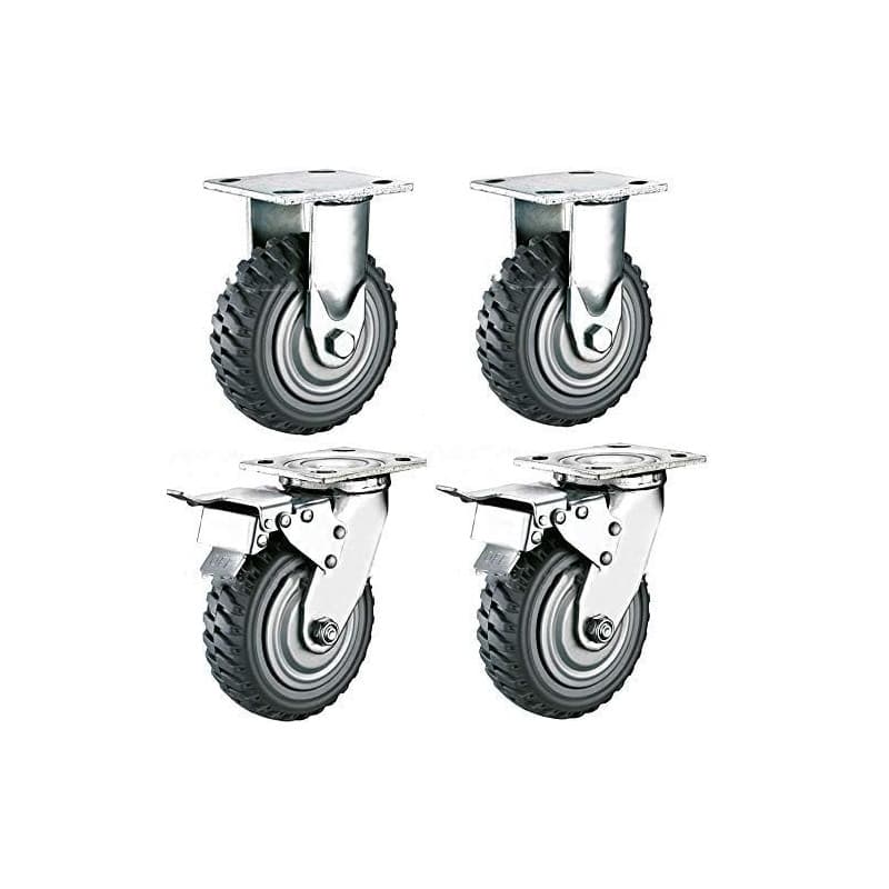 Lot de 4 roulettes pivotantes 200 mm pour charges lourdes avec frein - uyoyous