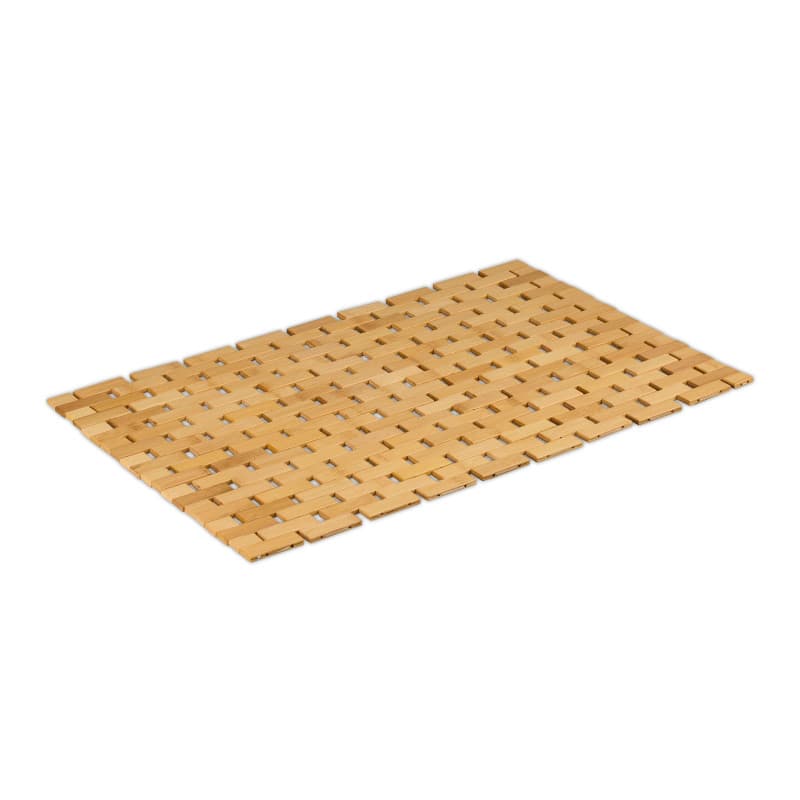 Tapis de Bain en Bambou Relaxdays - Antidérapant et Enroulable 60x40 cm