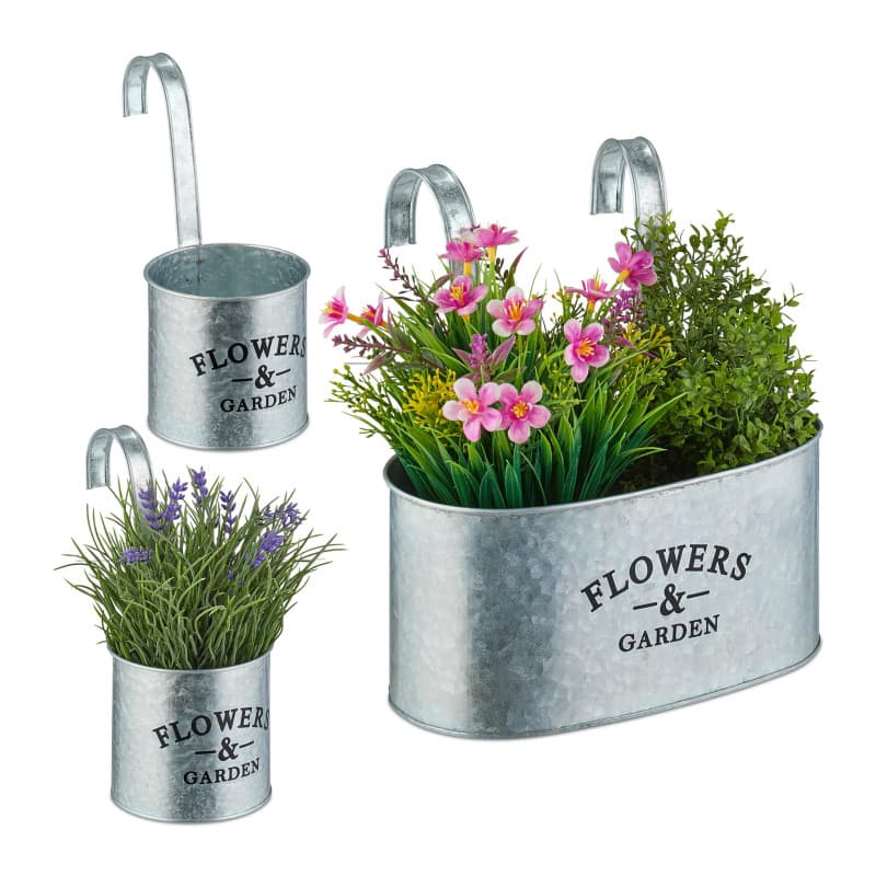 Jardinières Suspendues en Lot de 3 pour Balcon - Relaxdays