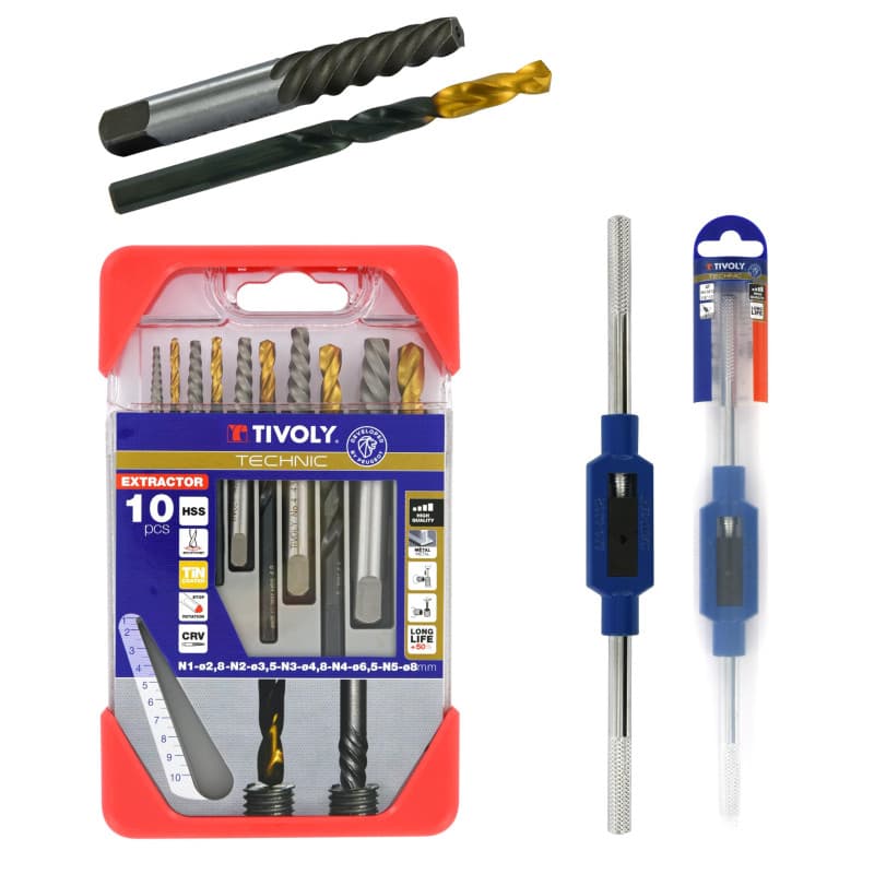 Coffret Outils de Réparation Tivoly - Forets HSS TiN et Extracteurs de Vis Cassées