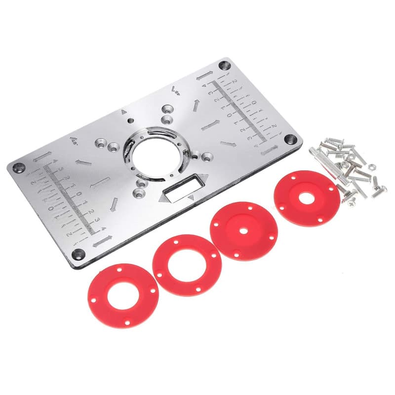Plaque d'insertion en aluminium pour toupie KATSU avec anneaux et vis