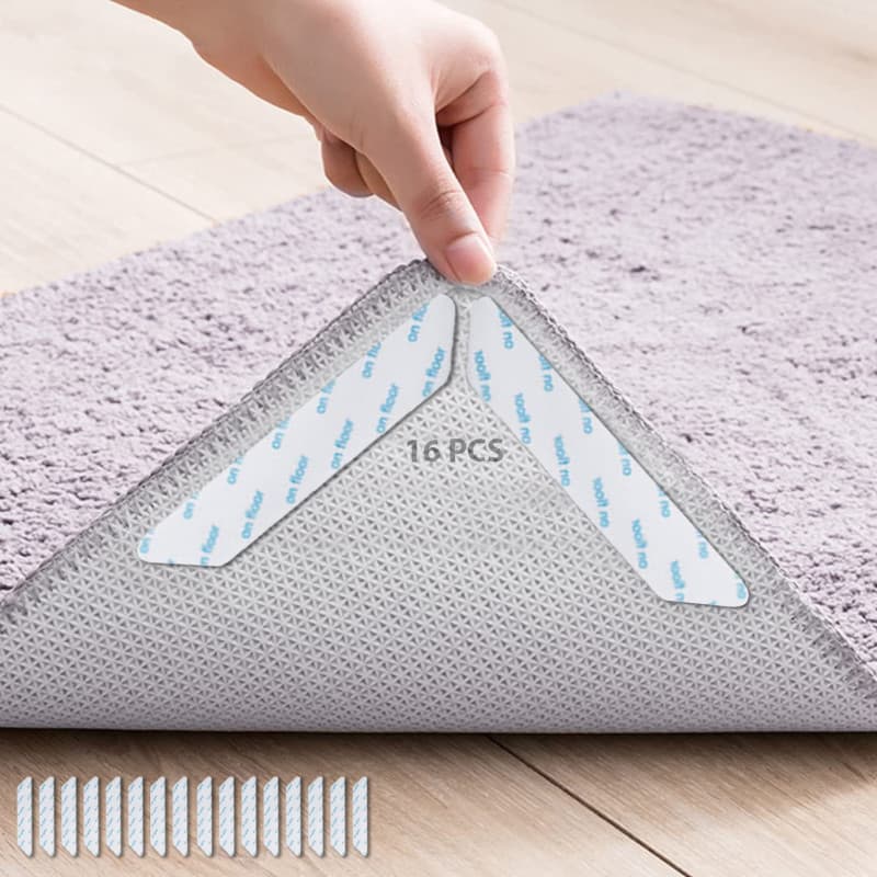 Tapis Antidérapant Réutilisable - 16 Pcs Grippers pour Planchers en Bois