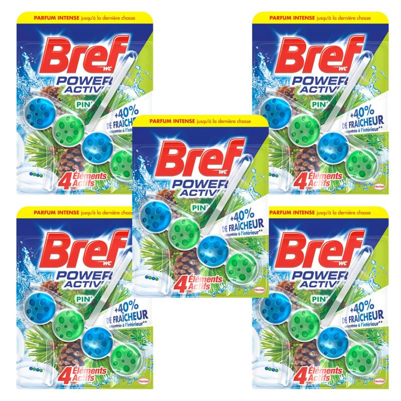 Bref WC Power Activ' Pin - Lot de 5 Blocs Nettoyants pour Toilettes