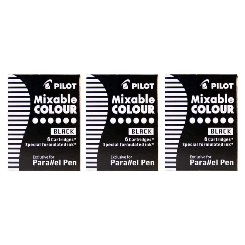 Lot de 3 Boîtes de 6 Cartouches d'Encre Noire pour Stylo Parallel Pen - PILOT