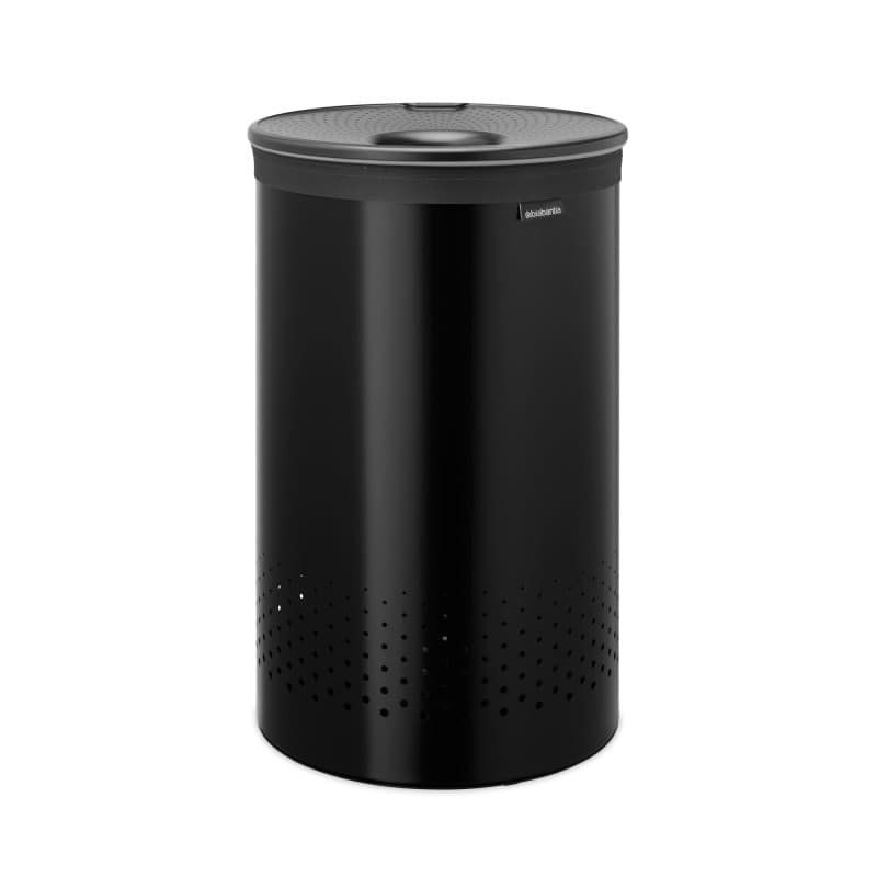 Panier à Linge Brabantia avec Couvercle Quick-Drop - 60L en Coton Amovible - Noir Mat