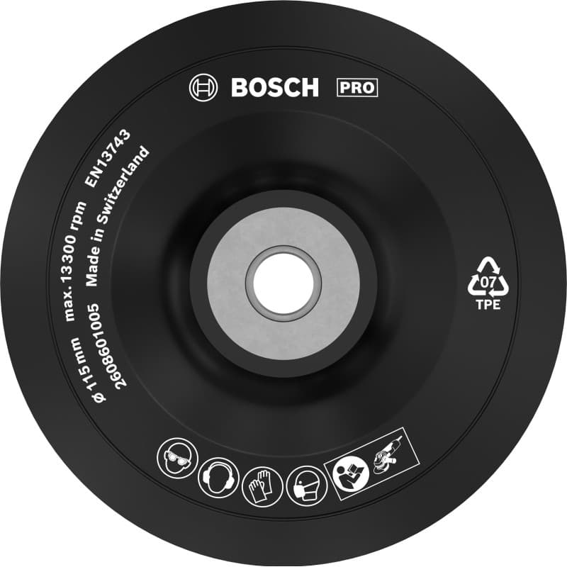 Plateau de Ponçage Caoutchouc Bosch 115 mm pour Meuleuses Angulaires