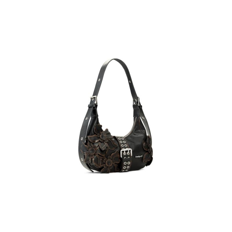 Sac à épaule Desigual Curio Margo Chocolat avec appliques florales