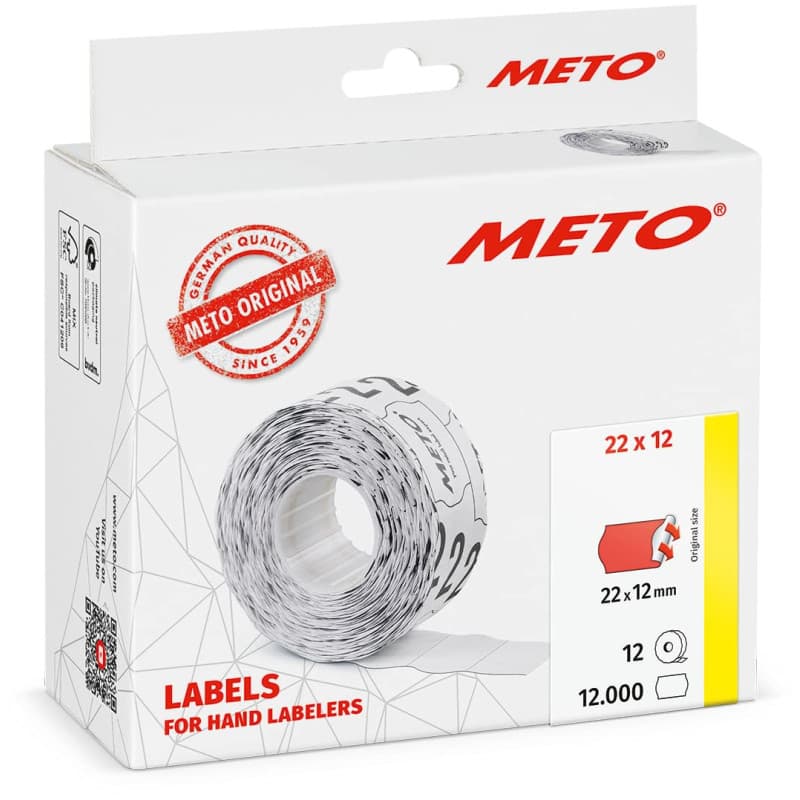 Étiquettes Adhésives Meto Rouge Fluo 22x12 mm - 12 000 Unités