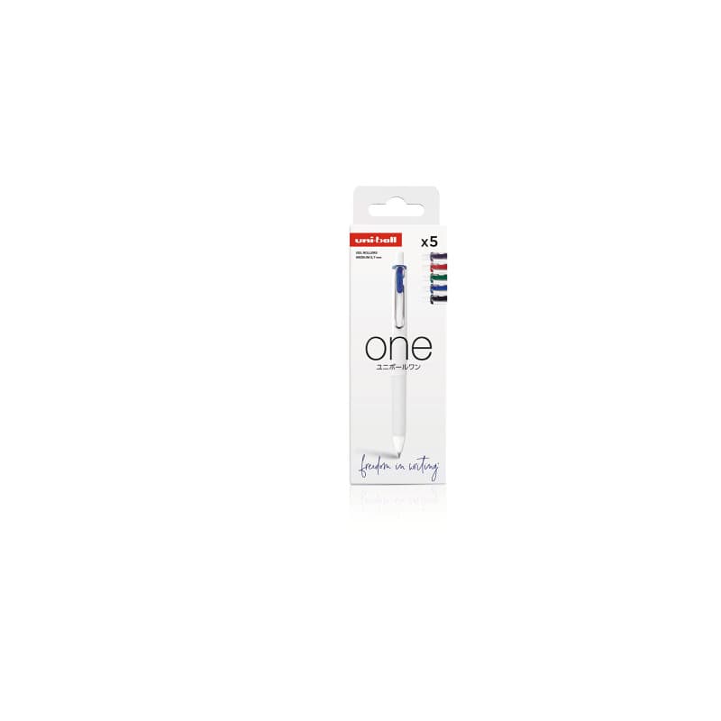 Stylo Roller Uni-Ball One Gel 0,7 mm - Trousse de 5 Couleurs Classiques