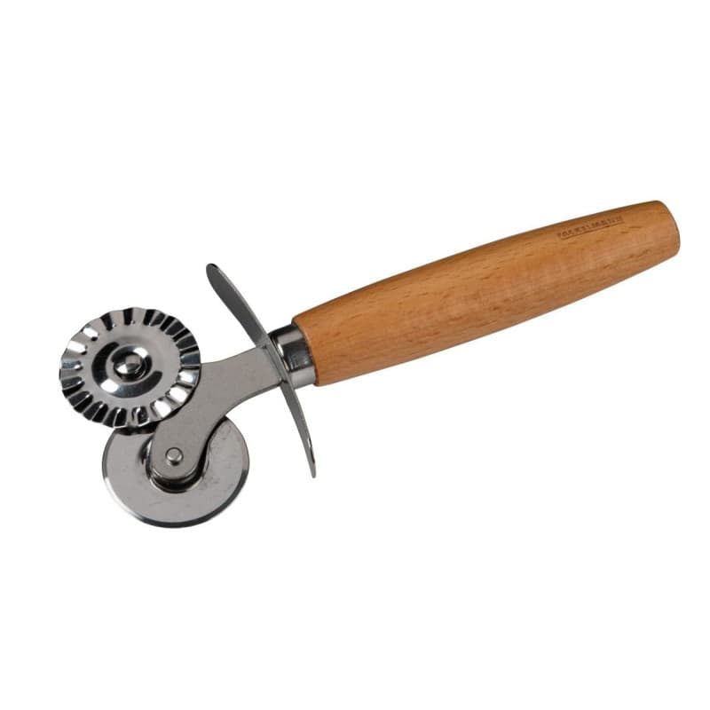 Roulette à Pâtisserie Fackelmann - Coupe Pâte Double Embout en Acier Inoxydable et Bois