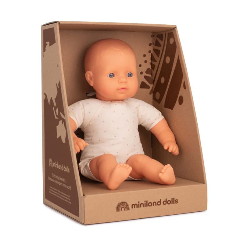 Poupée Caucasienne Miniland 32 cm avec Corps Souple - Idéal pour le Jeu Éducatif