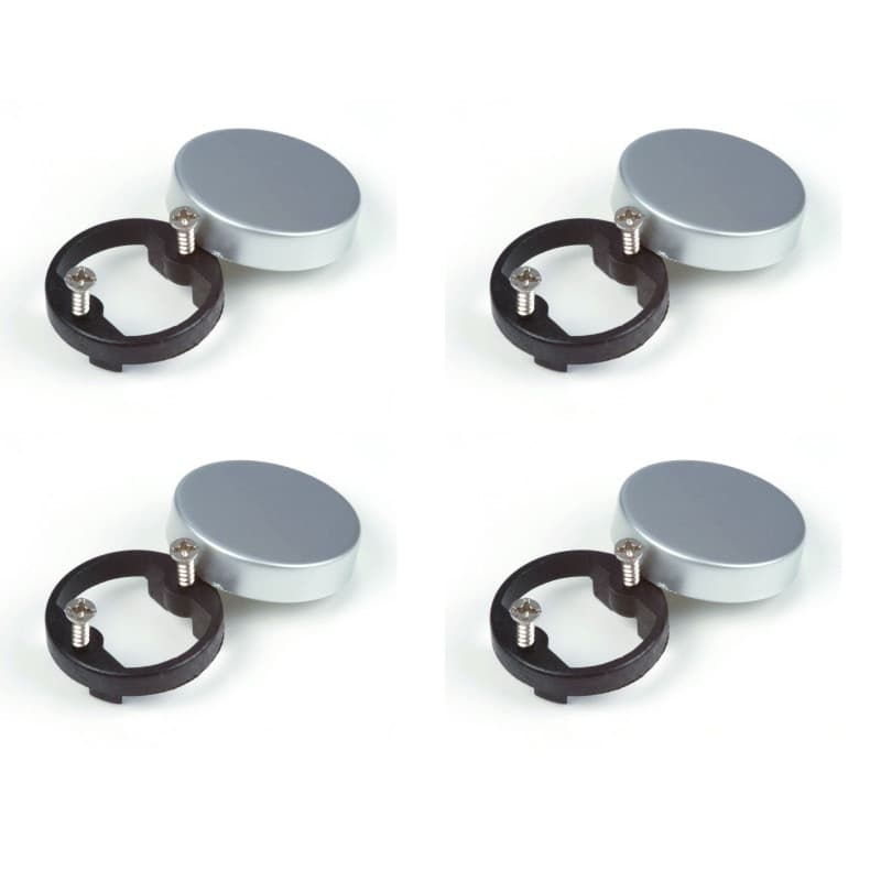Cache Charnière Ronde en Aluminium pour Vitrine - Lot de 4