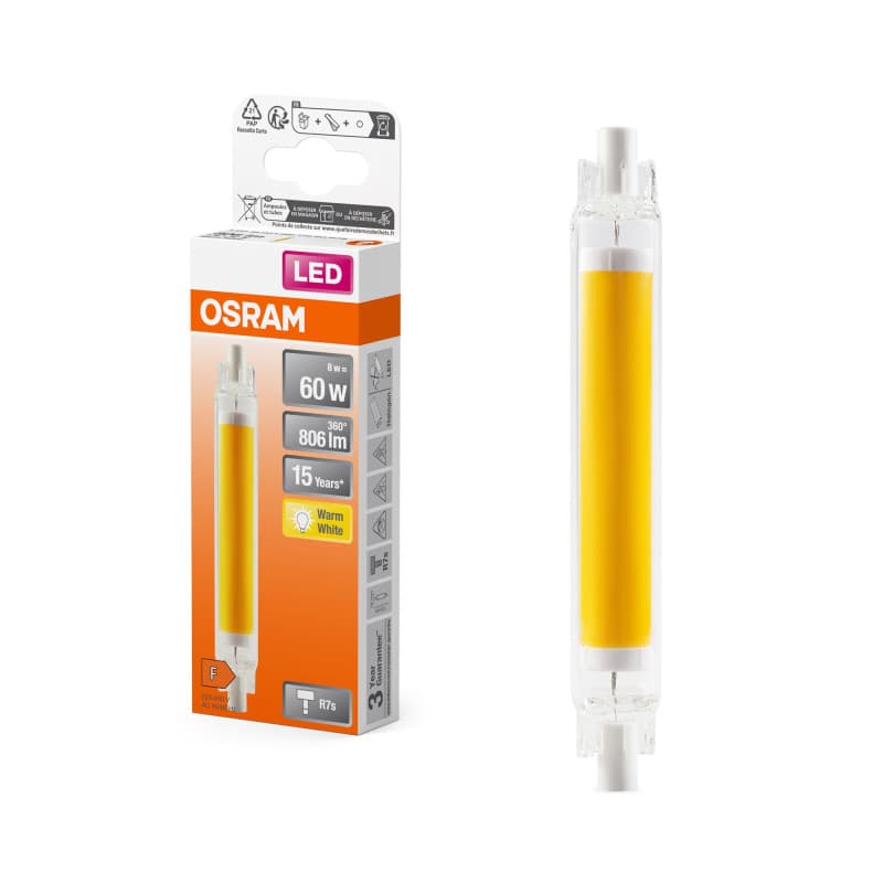 Lampe LED Multicolore Osram R7s Slim Line 8W - Éclairage Énergétique