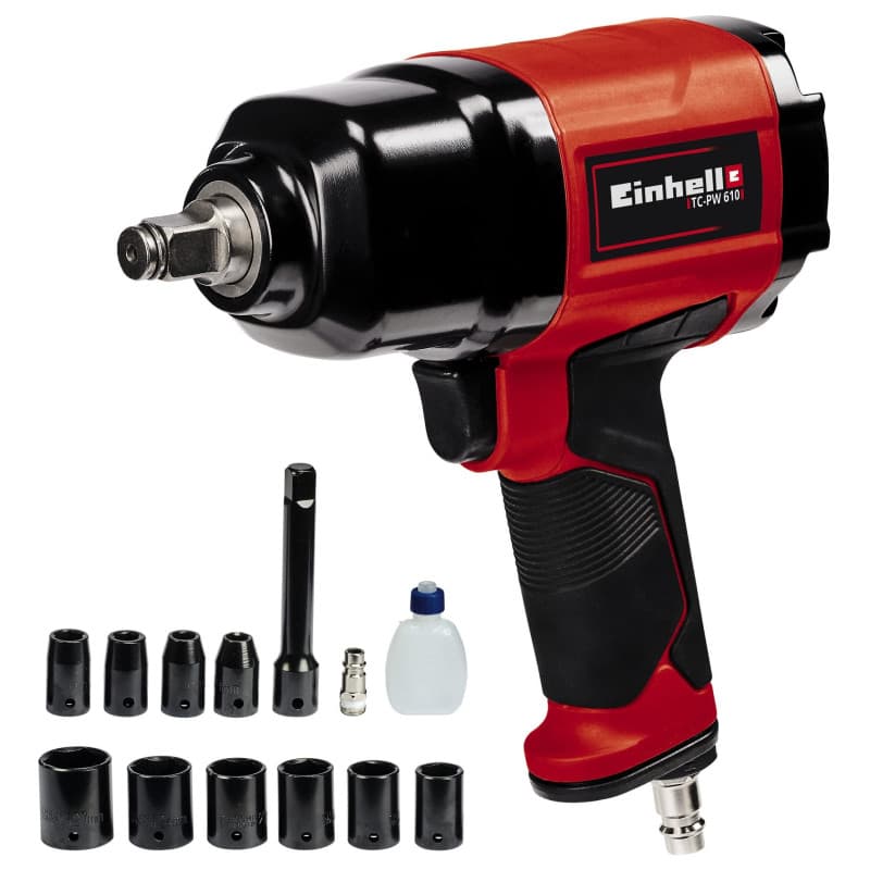 Clé à Chocs Pneumatique Einhell TC-PW 610 - Couple Max 610 Nm avec 10 Douilles