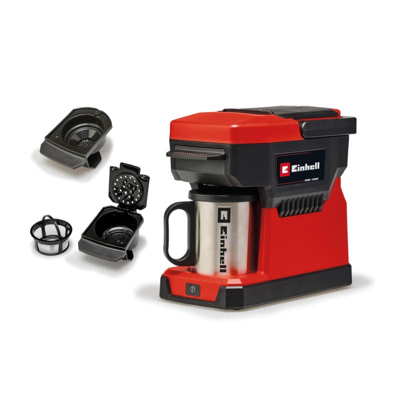 Cafetière Sans Fil 2-en-1 Einhell TE-CF 18 Li-Solo - Café Filtre et Dosettes