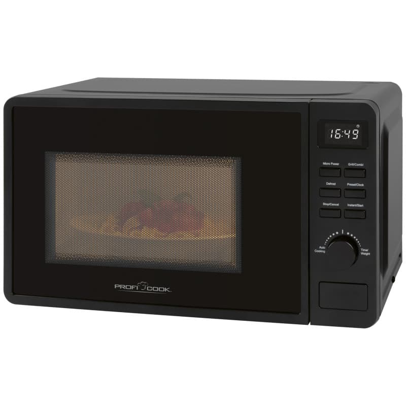 Micro-ondes ProfiCook Noir avec Grill 800W et 8 Programmes Automatiques