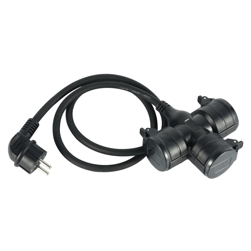 Rallonge Electraline 1 m avec 3 Prises Caoutchouc IP44 pour Chantier