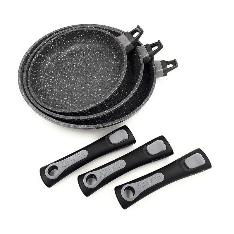 Set de 3 Poêles Antiadhésives en Pierre - Compatible Tous Feux
