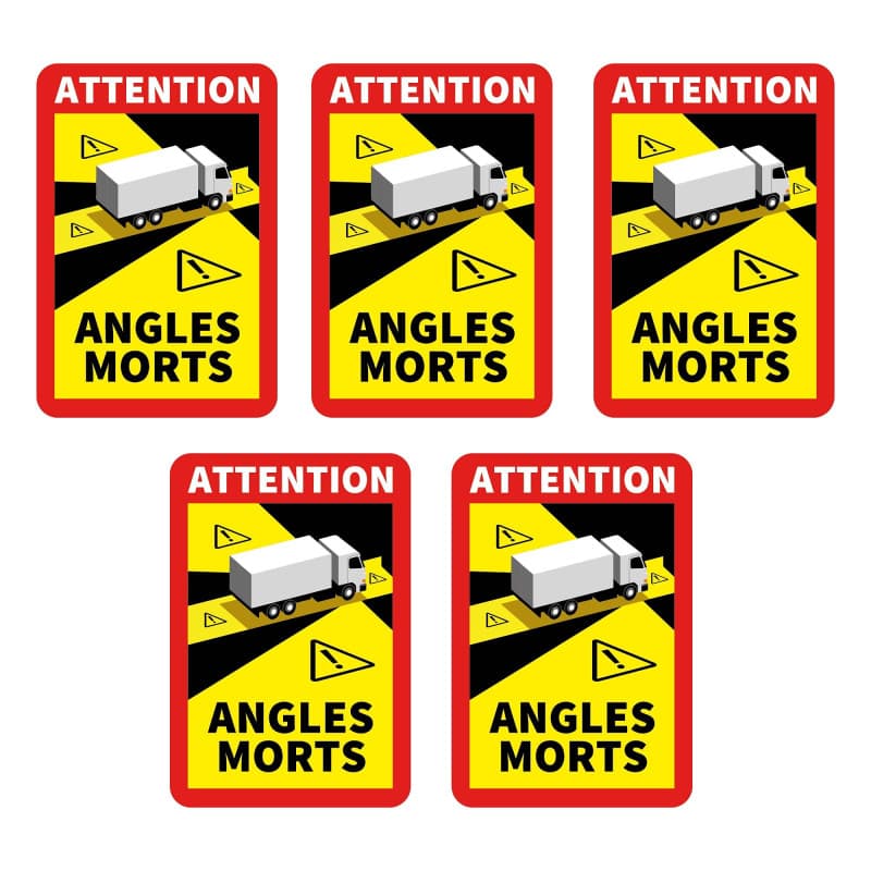 Lot de 5 Autocollants Angles Morts pour Véhicules - Résistants aux UV