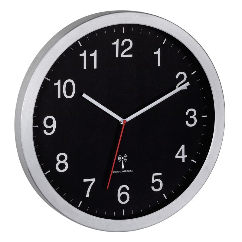 Horloge Murale XL Radio-pilotée TFA Dostmann - Design Noir Argenté