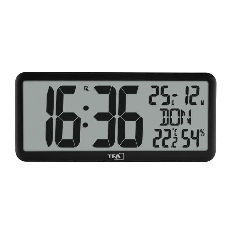 Horloge Murale Numérique XXL TFA Dostmann avec Température et Humidité