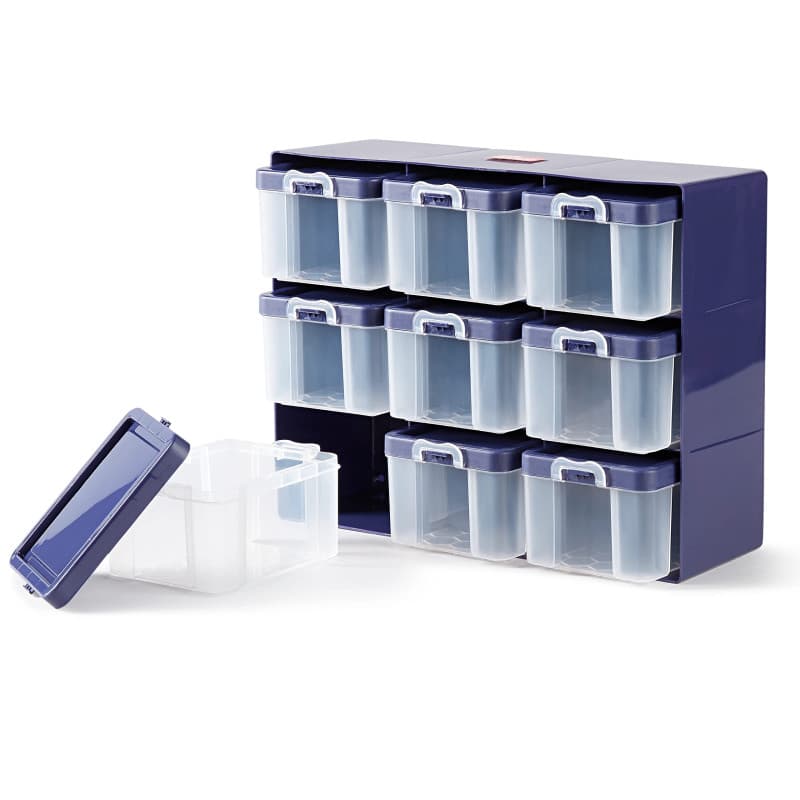 Casier de Rangement Prym avec 9 Boîtes Transparentes - Couleur Prune