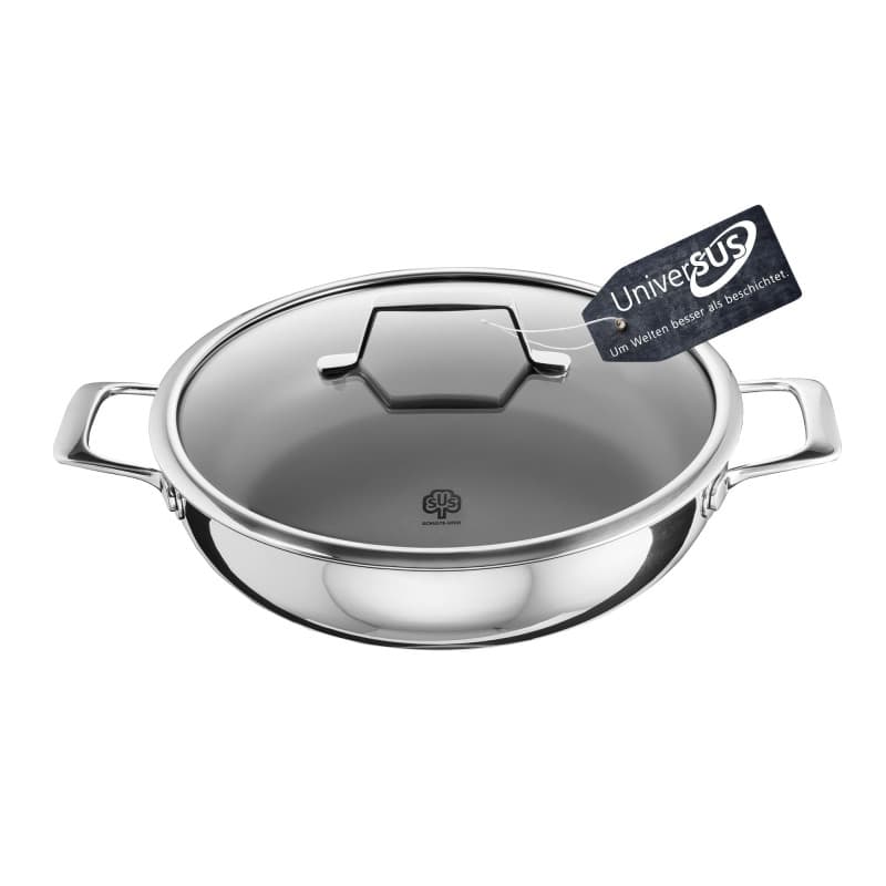 Sauteuse en Acier Inoxydable Schulte-Ufer ASTRAL 28 cm avec Couvercle en Verre