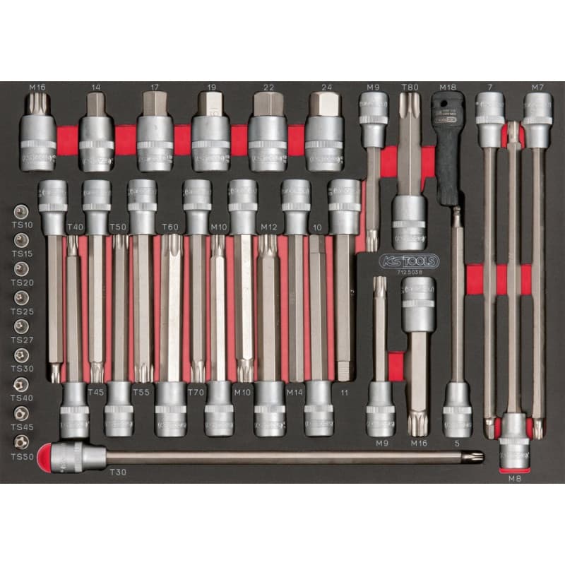 Module d'Embouts Longs KS Tools pour Mécanique - 38 Pièces 1/4'' et 1/2''